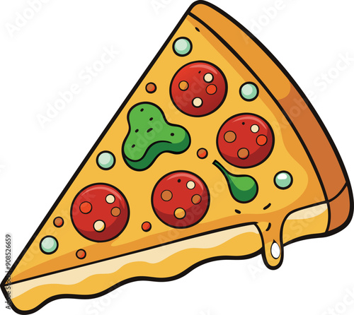 Delicious Pizza Vector Illustration: Perfect Slice of Flavor 