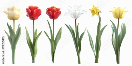 Wallpaper Mural Collection of 2D and 3D Vector Flat Abstract Minimalistic Art of Flowers and Meadow Isolated on a White Background Torontodigital.ca