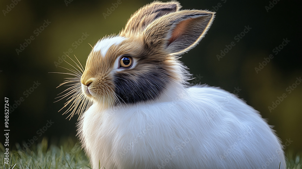 Obraz premium Angora rabbit in the grass, for mockup.