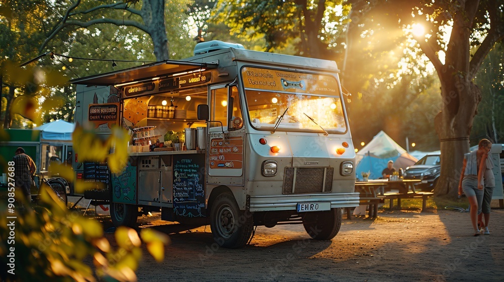 Obraz premium Fresh and Healthy Eats: Food Truck Delights at Music Festival