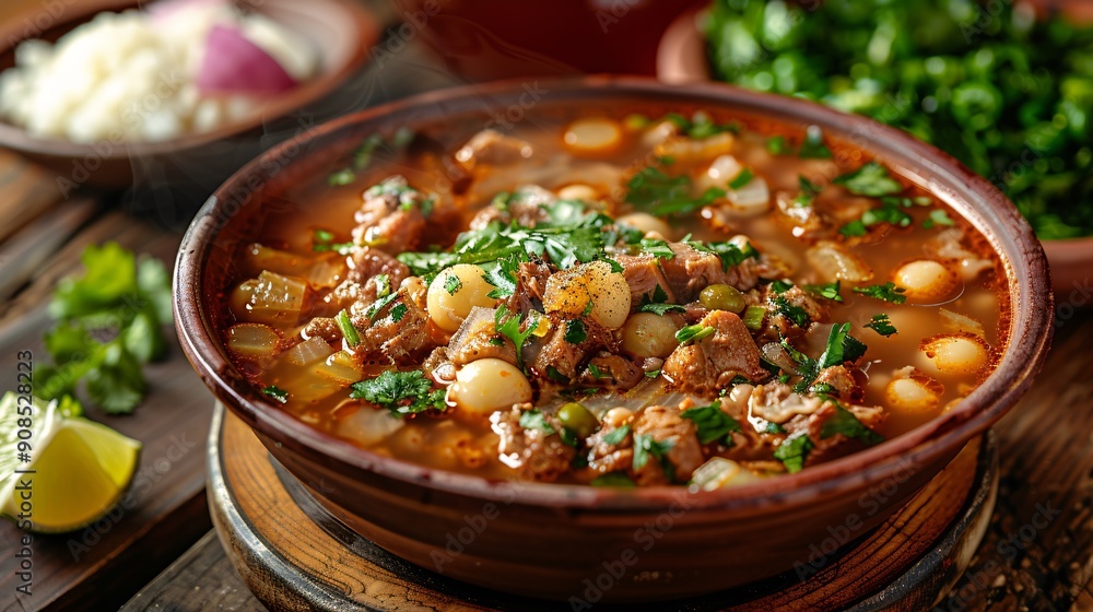 Delicious Mexican Menudo Soup: Flavorful Tripe and Hominy Delight Stock ...