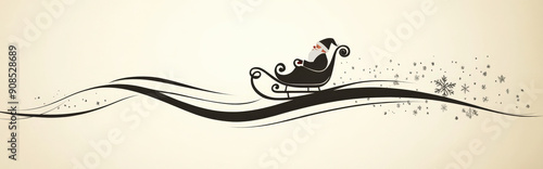 minimalist silhouette of Santa's sleigh, emphasising clean lines and simple shapes for a sleek holiday design photo