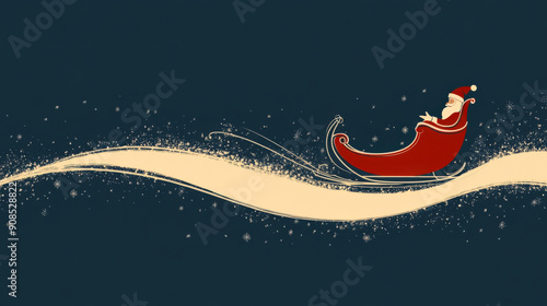 minimalist silhouette of Santa's sleigh, emphasising clean lines and simple shapes for a sleek holiday design photo