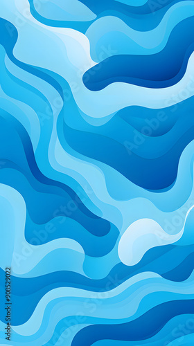 Digital blue artistic paper cut wave abstract graphic poster background