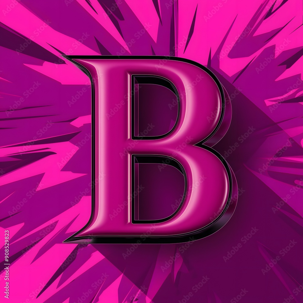 3D letter 'B' with a bold, glossy finish in a vibrant black solid background Generative by Ai 3D letter 'B' with a bold, glossy finish in a vibrant black solid background Generative by Ai