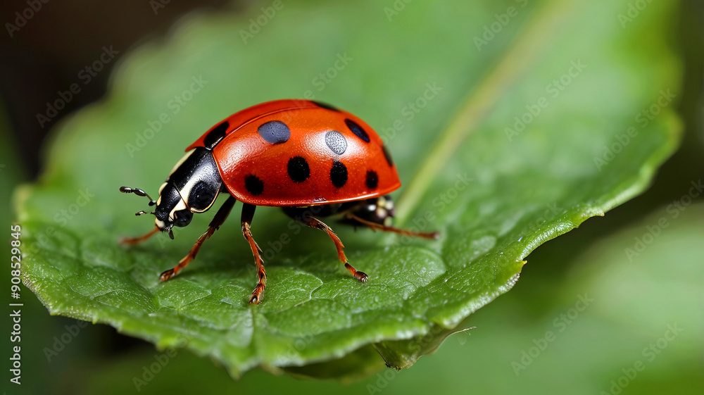 Macro photo of a ladybug on a leaf. Macro photo of a ladybug on a leaf.