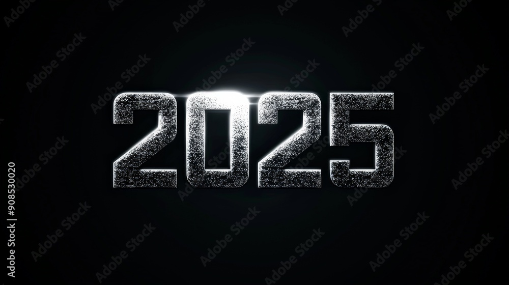 2025 lettering in a futuristic silver font 2025 lettering in a futuristic silver font