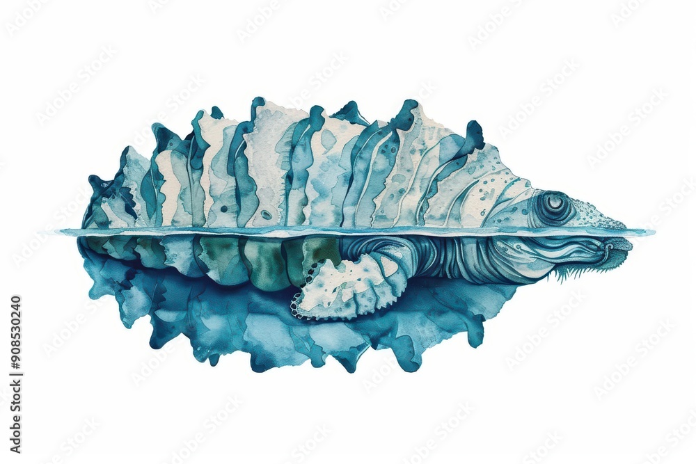 Fototapeta premium Minimal watercolor illustration of a sea cucumber