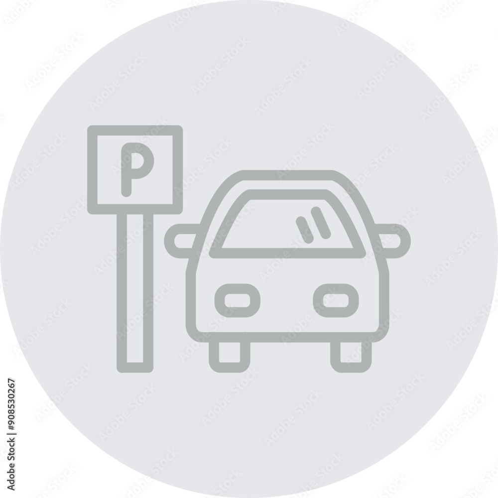 Parking Vector Line Grey Circle Grey Parking Vector Line Grey Circle Grey