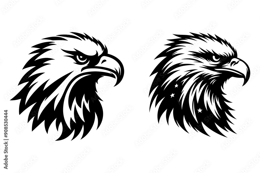 Fototapeta premium eagle head silhouette vector illustration - Generative AI