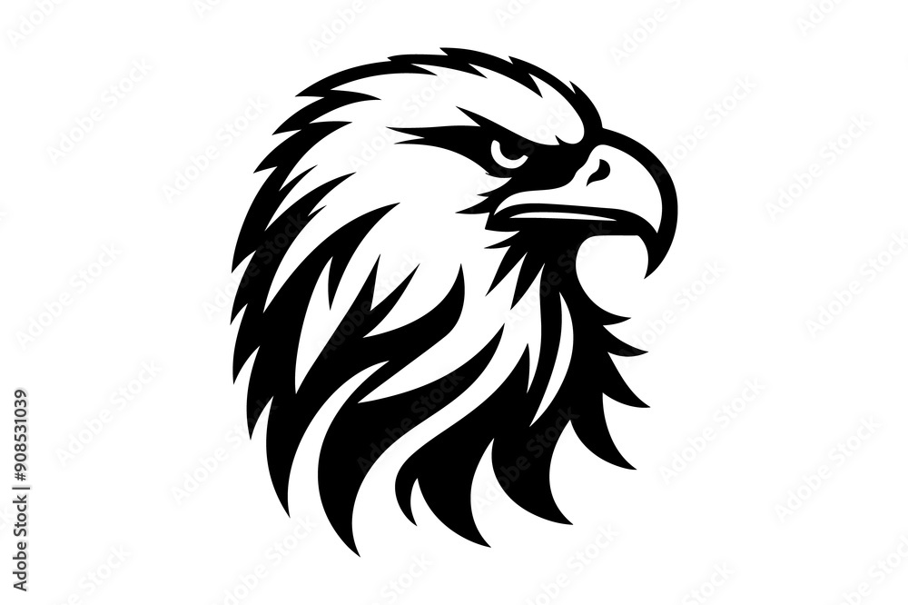 Fototapeta premium eagle head silhouette vector illustration - Generative AI