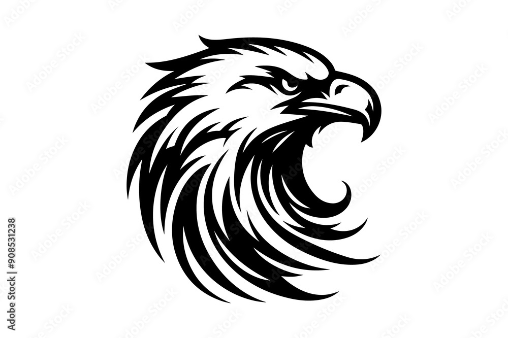 eagle head silhouette vector illustration - Generative AI eagle head silhouette vector illustration - Generative AI
