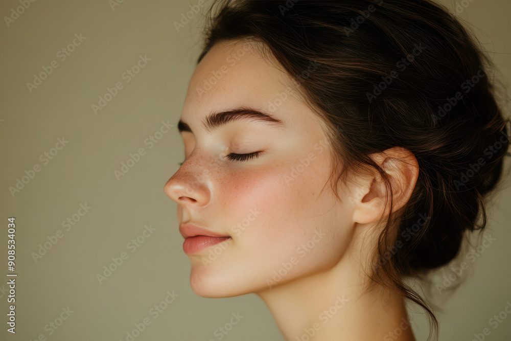 A close up of a girl's face with her eyes closed A close up of a girl's face with her eyes closed