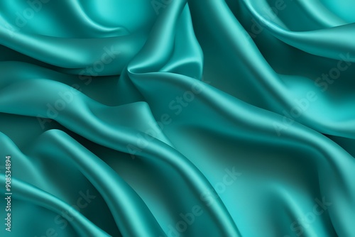Wallpaper Mural A bright turquoise silk fabric with a vivid shimmering texture, AI Generated Torontodigital.ca
