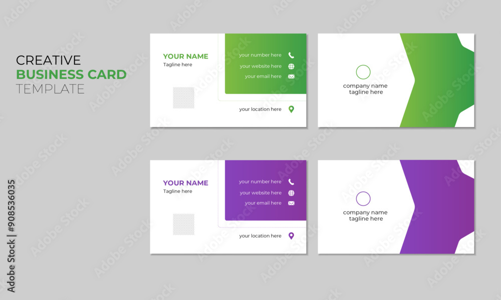 green, purple gradient modern business card design green, purple gradient modern business card design