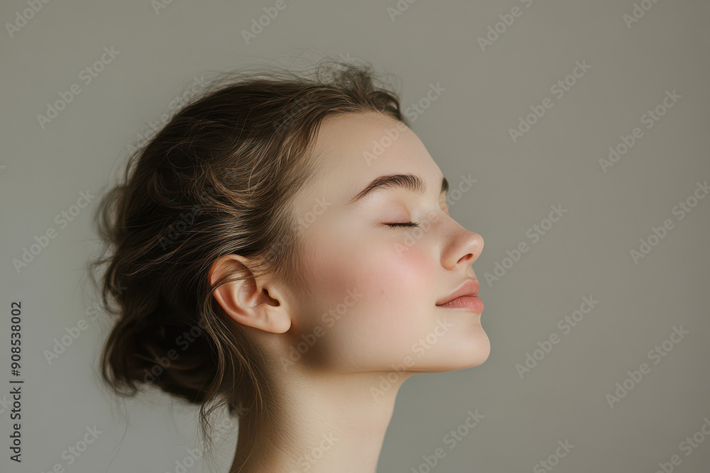 A close up of a girl's face with her eyes closed A close up of a girl's face with her eyes closed