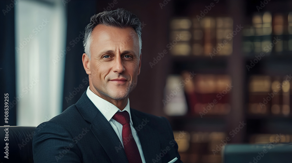 Fototapeta premium Confident Corporate Executive in Formal Attire Contemplating Business Strategies