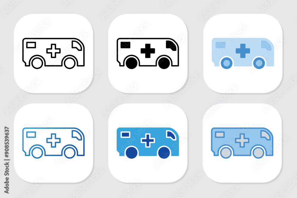 ambulance icons with various design styles ambulance icons with various design styles