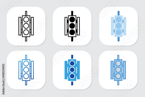 traffic lamp icons with various design styles	