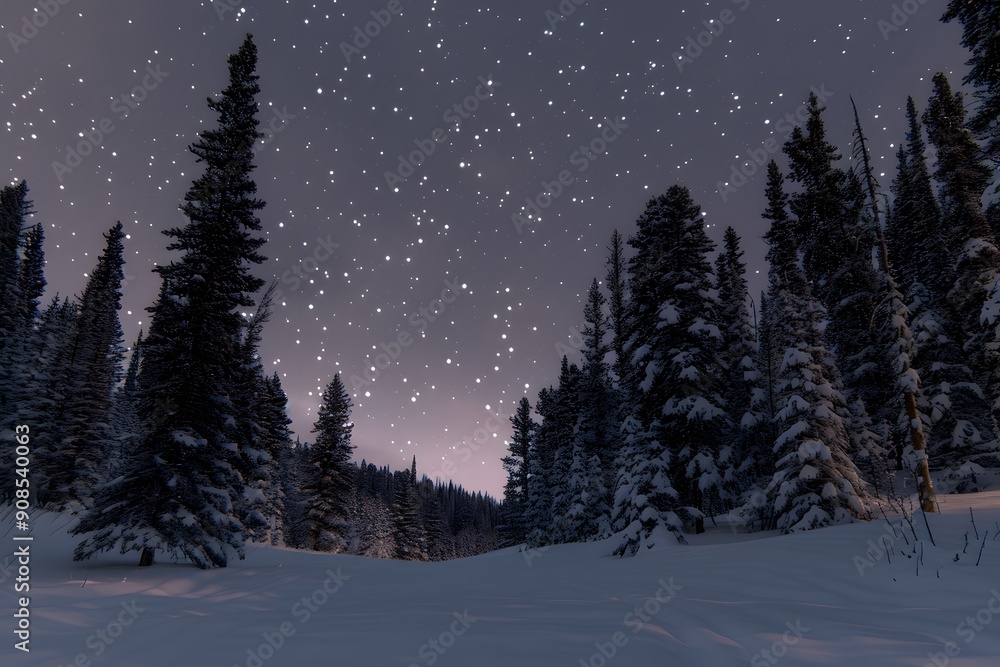 Snowy Forest Under a Starry Night Snowy Forest Under a Starry Night