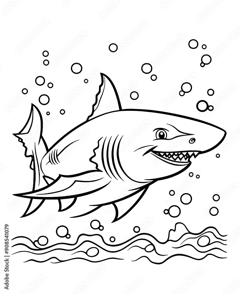 Fototapeta premium Vector doodle illustration set sea creatures and plants. Fish, turtle, whale, dolphin, jellyfish, octopus, sea horse, seaweed, mollusks. Cartoon coloring book undersea world.