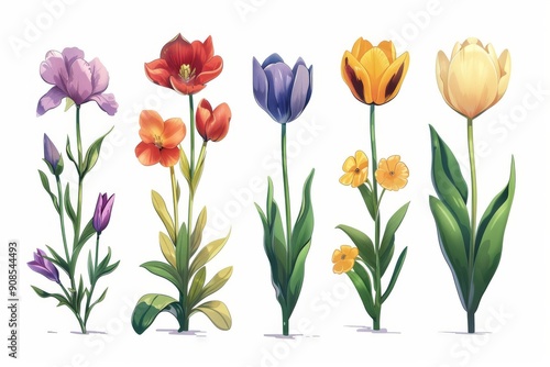 Wallpaper Mural Collection of 2D and 3D Vector Flat Abstract Minimalistic Art of Flowers and Meadow Isolated on a White Background Torontodigital.ca