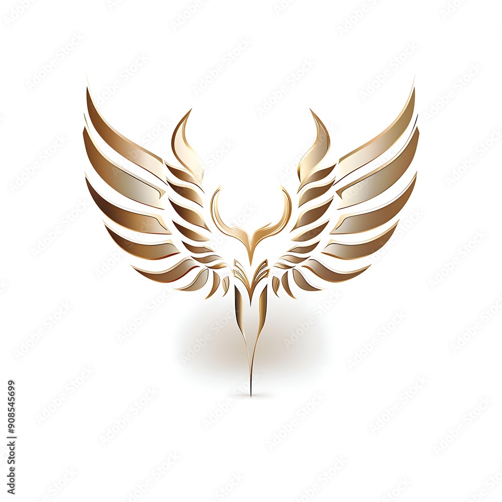 Obraz premium Golden Phoenix with Elegant Wings – Vector Graphic
