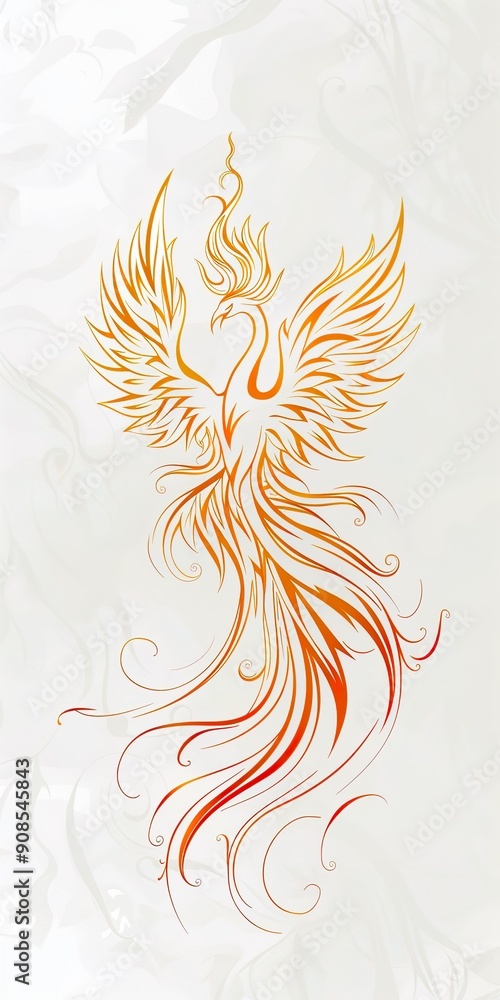 Vibrant Phoenix Rising - Red and Orange Flame Vector Illustration Vibrant Phoenix Rising - Red and Orange Flame Vector Illustration