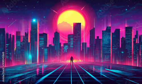 Step into a realm where the cityscape transforms into a dazzling display of lights and futuristic vibes