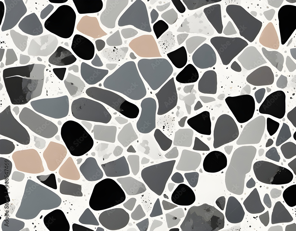 Terrazzo flooring seamless pattern collection in traditional gray, white, black marble rocks. Colorful interior granite material background3 Terrazzo flooring seamless pattern collection in traditional gray, white, black marble rocks. Colorful interior granite material background3