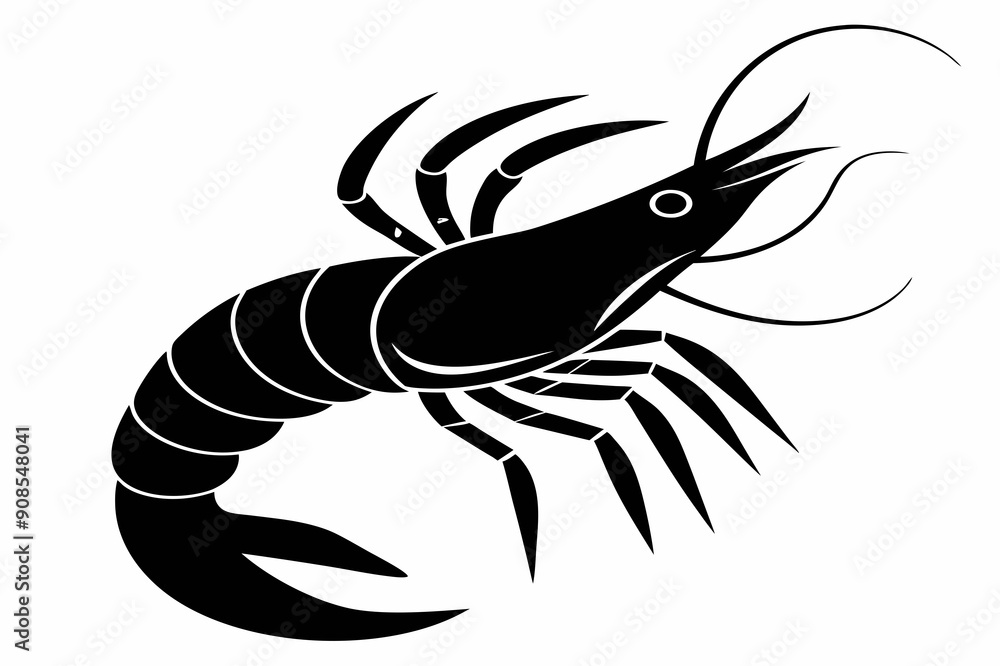 Fototapeta premium Shrimp Silhouette SVG File.
