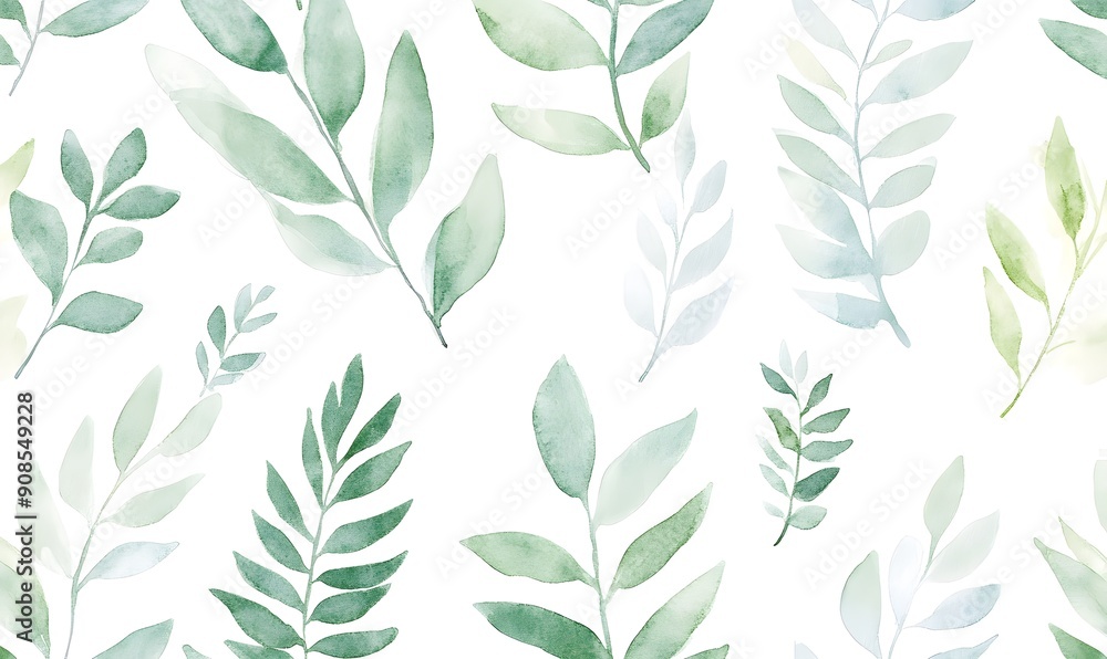 watercolor fern pattern, Generative AI watercolor fern pattern, Generative AI