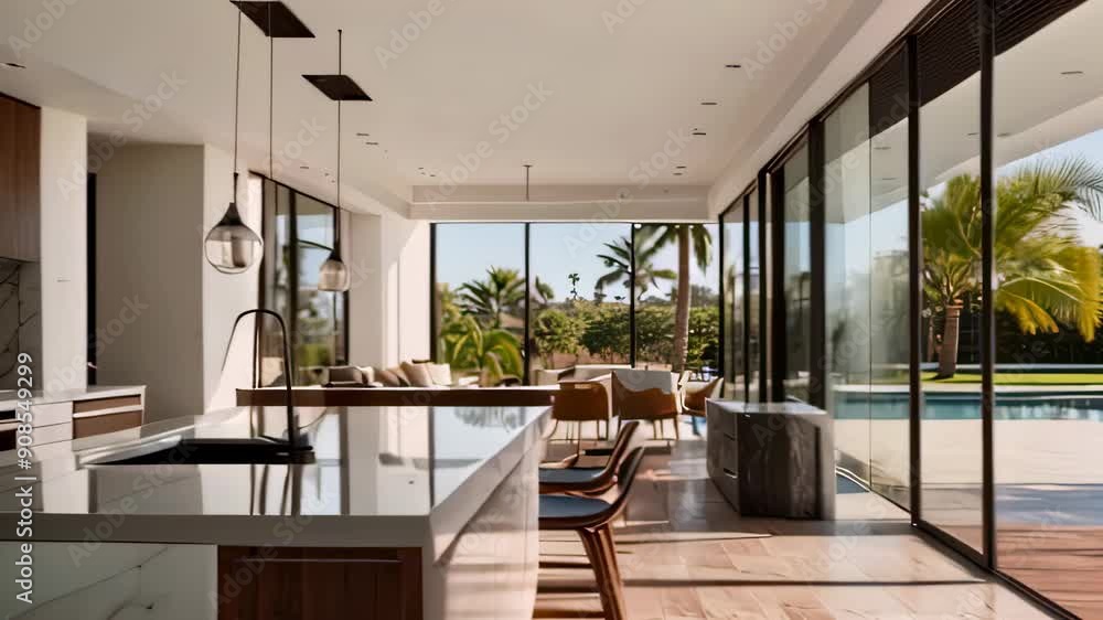 Video footage of modern, luxurious indoor space that seamlessly ...