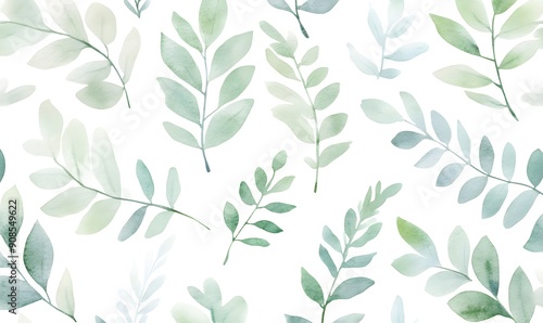 watercolor fern pattern, Generative AI