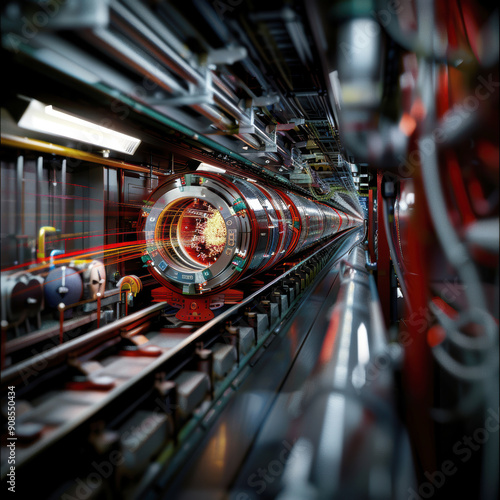 hadron collider and particle decay. AI generative. photo