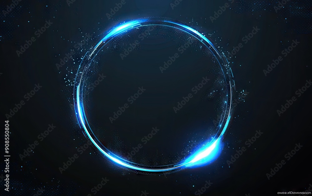 Obraz premium Abstract Blue Glowing Circle with Glittering Particles