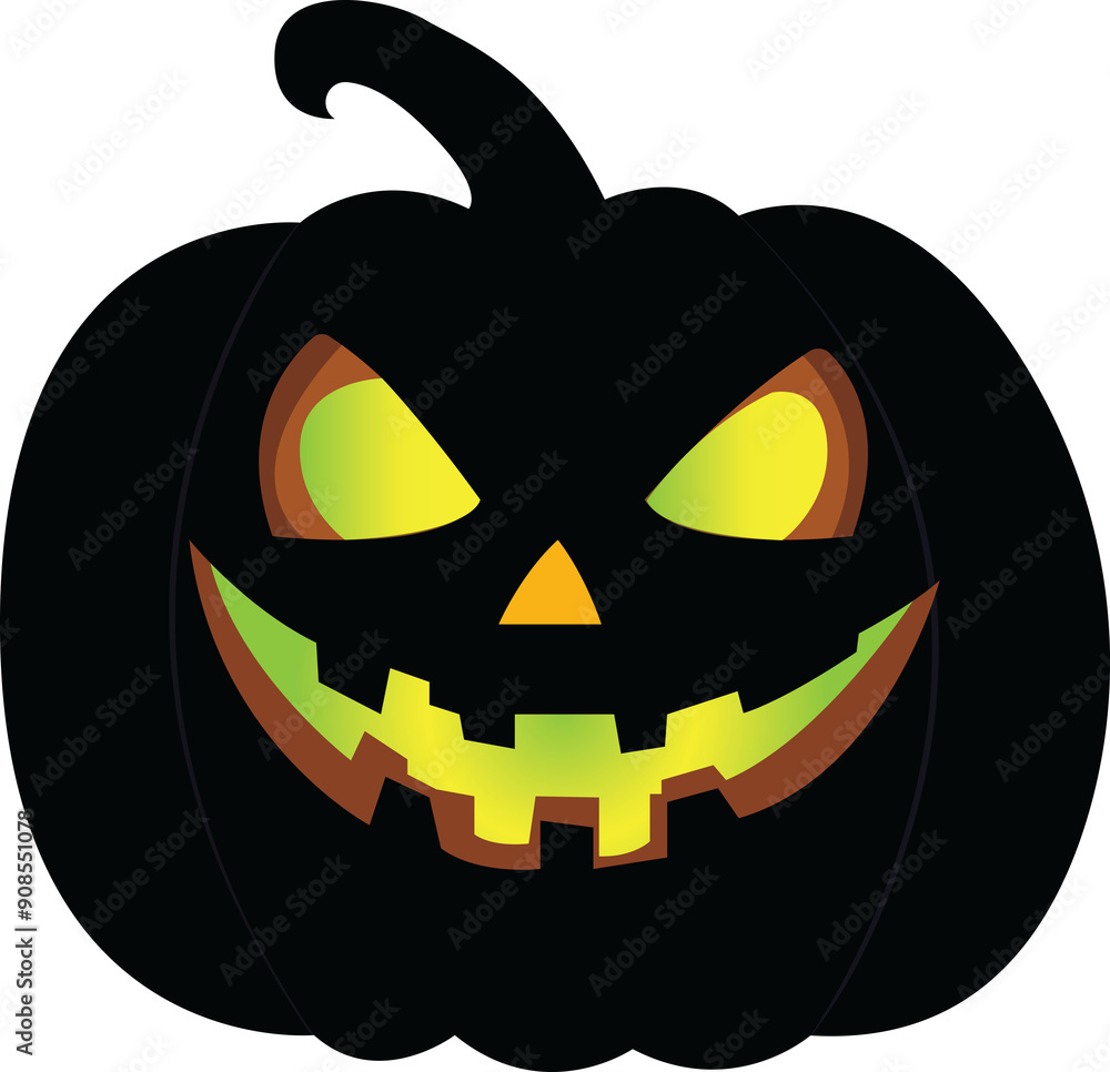 Halloween pumpkin with candle inside on transparent background, Halloween Pumpkin Icon.