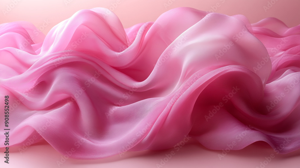 Obraz premium Elegant Pink Satin Fabric Draped with Gentle Waves and Softness closeup 