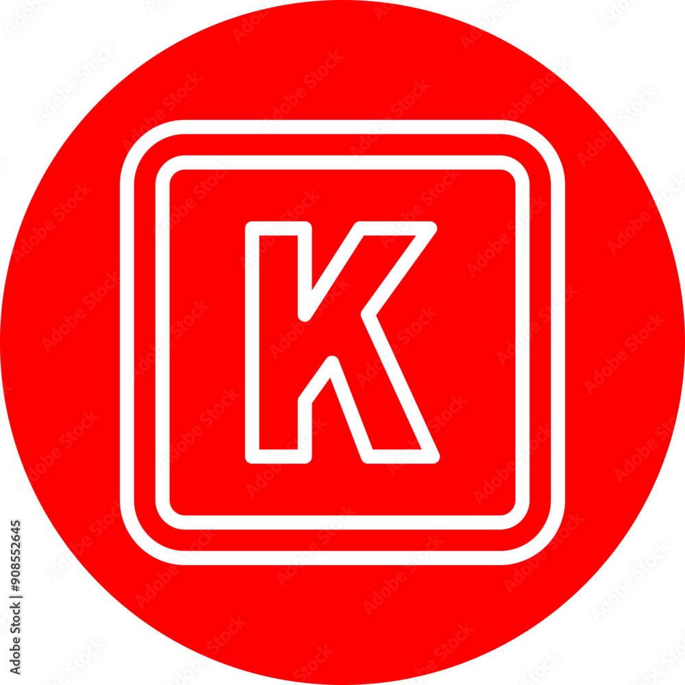 K Capital Alphabet Vector Line White Circle Red K Capital Alphabet Vector Line White Circle Red