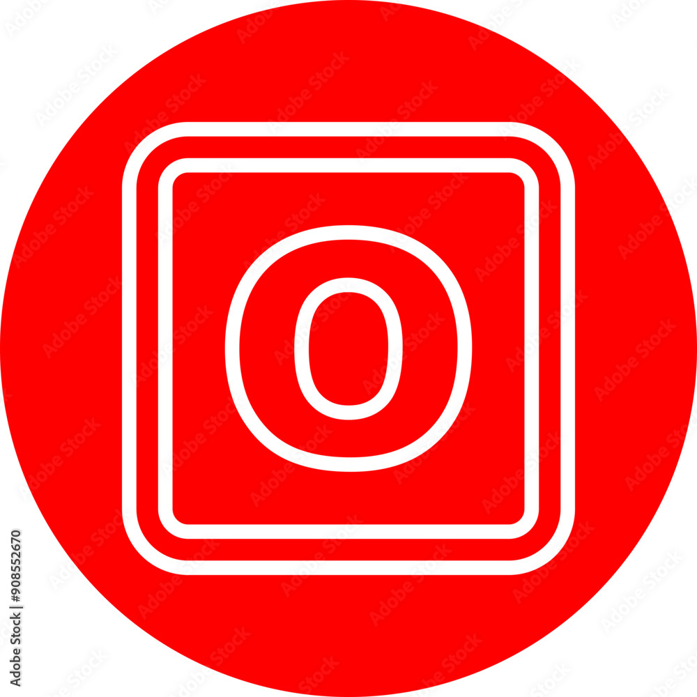 O Capital Alphabet Vector Line White Circle Red O Capital Alphabet Vector Line White Circle Red