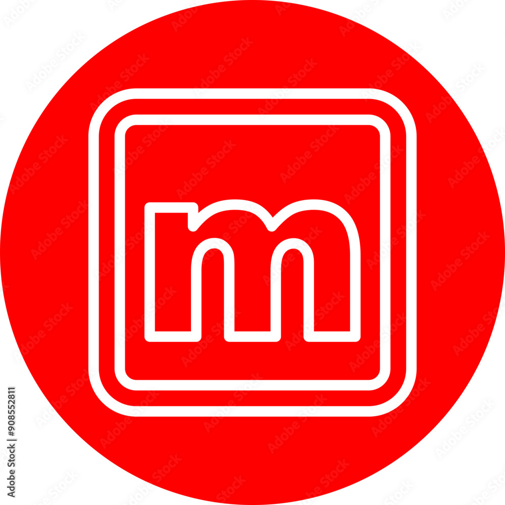 m Small Alphabet Vector Line White Circle Red m Small Alphabet Vector Line White Circle Red