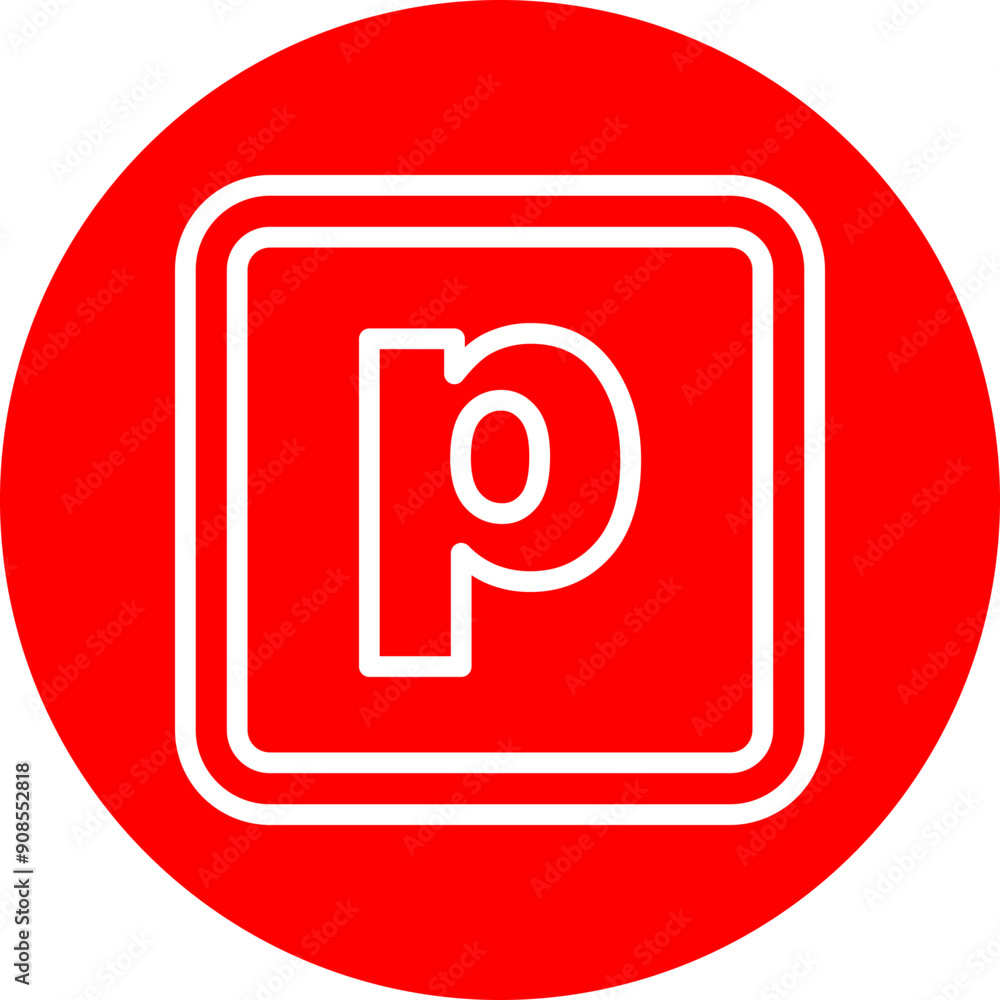 p Small Alphabet Vector Line White Circle Red p Small Alphabet Vector Line White Circle Red