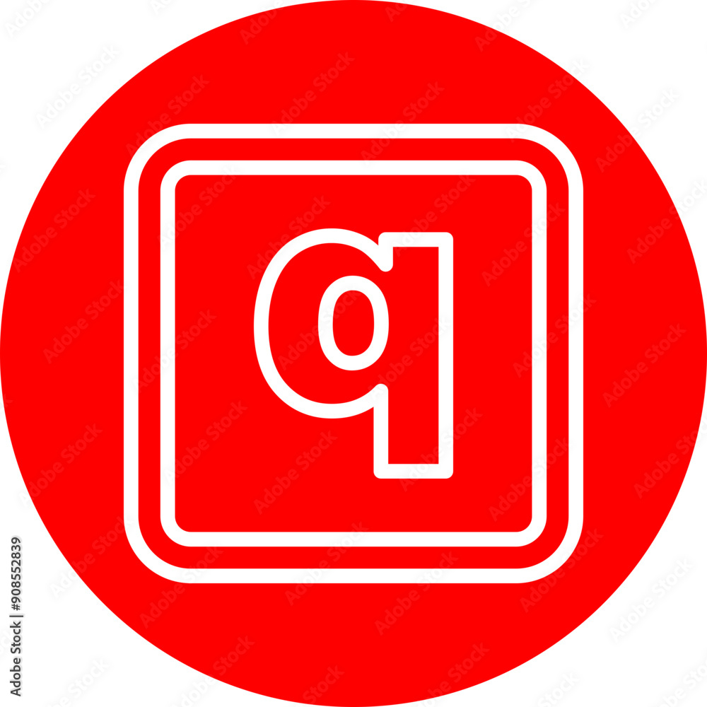 q Small Alphabet Vector Line White Circle Red q Small Alphabet Vector Line White Circle Red