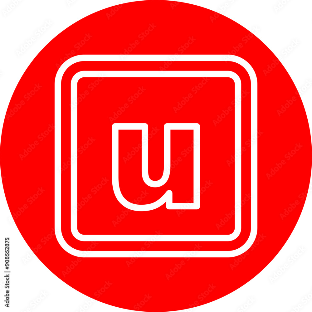 u Small Alphabet Vector Line White Circle Red u Small Alphabet Vector Line White Circle Red