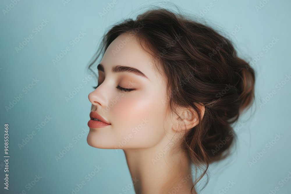 A close up of a girl's face with her eyes closed A close up of a girl's face with her eyes closed