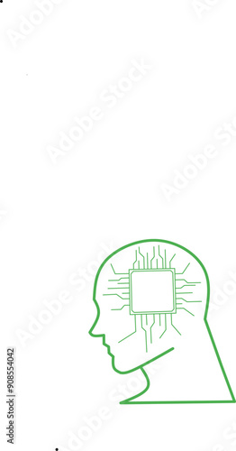 Microchip AI icon lineart design vector