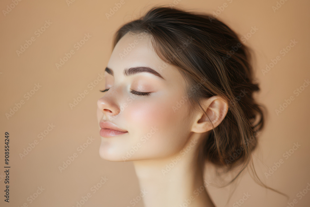 A close up of a girl's face with her eyes closed A close up of a girl's face with her eyes closed
