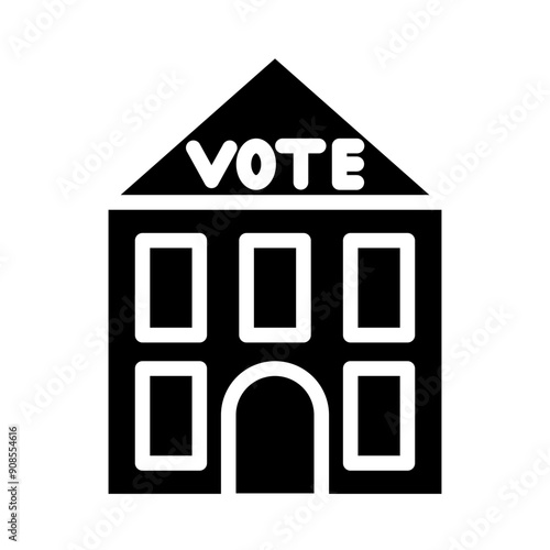 Election Polling Station Vector Glyph Icon Design