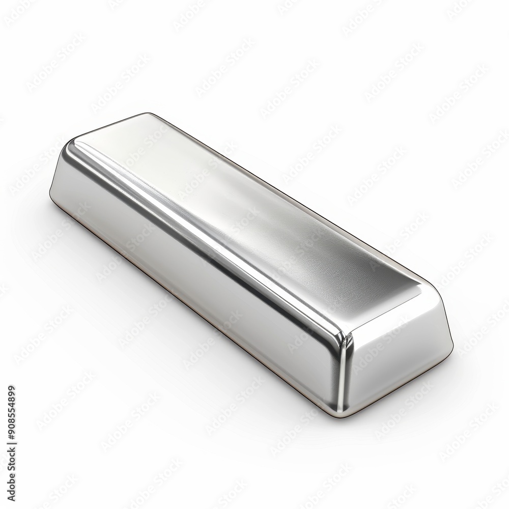 Silver bar, 3D illustration, realistic, isolated on white background Silver bar, 3D illustration, realistic, isolated on white background