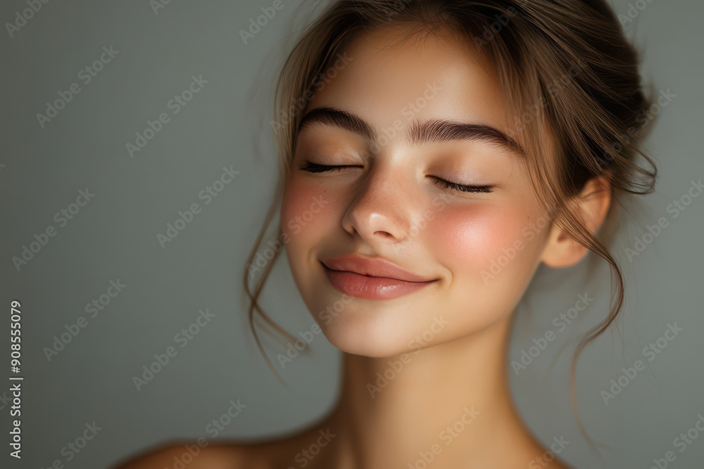 A close up of a girl's face with her eyes closed A close up of a girl's face with her eyes closed